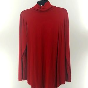 JM Collection Red Star Garnet Long Sleeve Top Women Size L